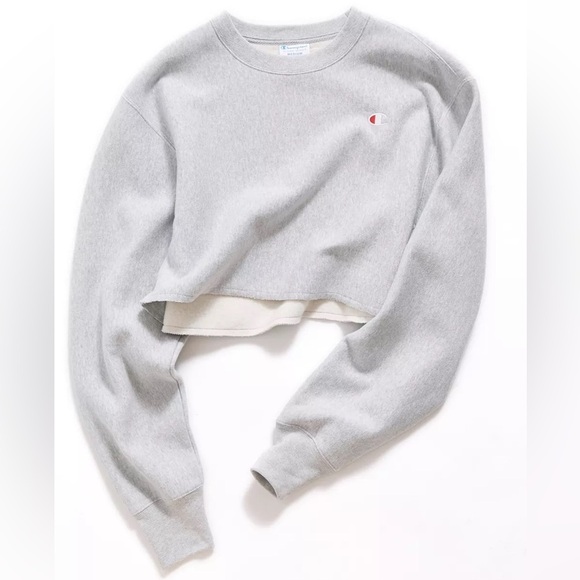 Champion Reverse Weave Cropped Pullover Gray - Picture 1 of 10